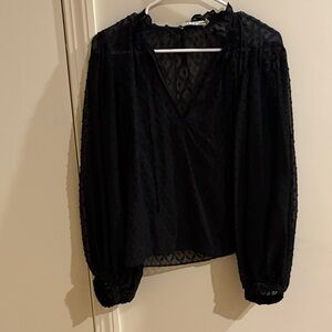 Alice + Olivia Black Sheer Blouse